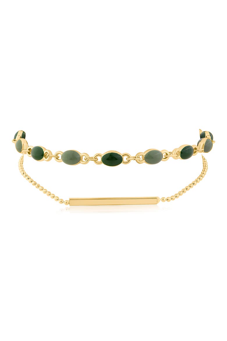 Double Strand Bead & Chain Bracelet (Nordstrom Exclusive), Main, color, GREEN/ GOLD