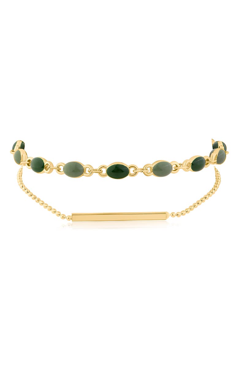 JARDIN Double Strand Bead & Chain Bracelet, Main, color, Green/ Gold