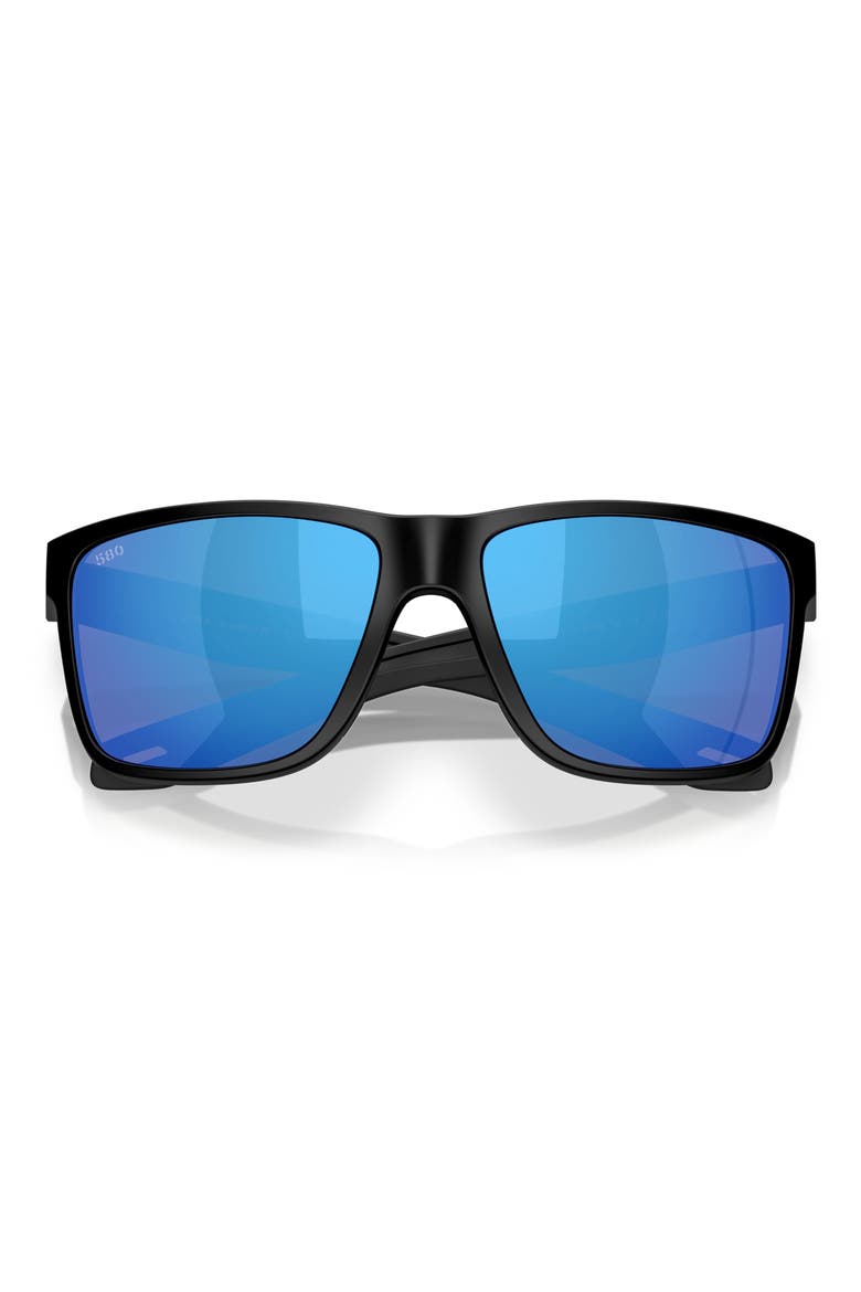 Broadbill II 58mm Polarized Rectangular Sunglasses, Alternate, color, MATTE BLACK/ BLUE MIRROR 580G