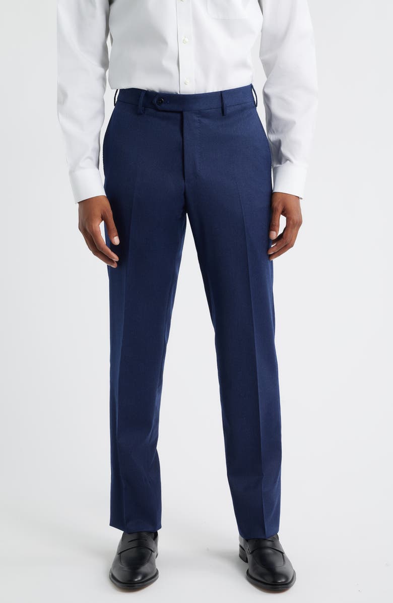 Zanella Parker Flat Front Stretch Wool Flannel Trousers, Main, color, Atlantic Blue