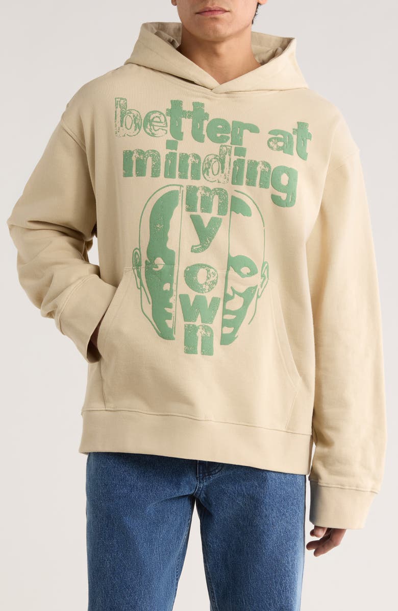 HONOR THE GIFT Better at Minding My Own Cotton Hoodie, Main, color, Taupe