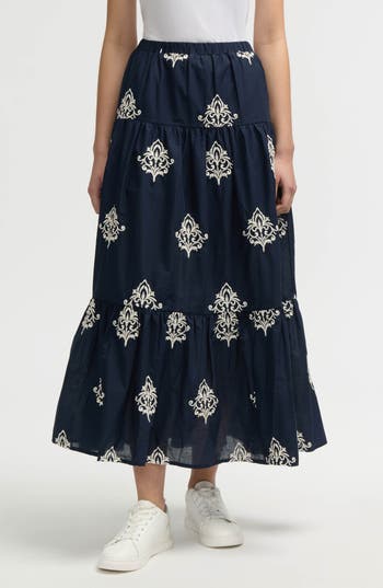 Nvlt Embroidered Tiered Maxi Skirt