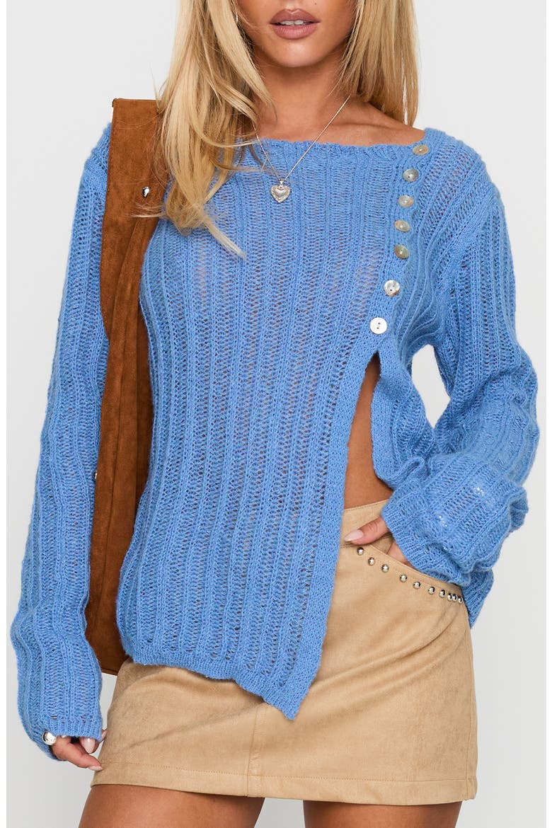 Lenker Asymmetric Button Cardigan, Main, color, BLUE