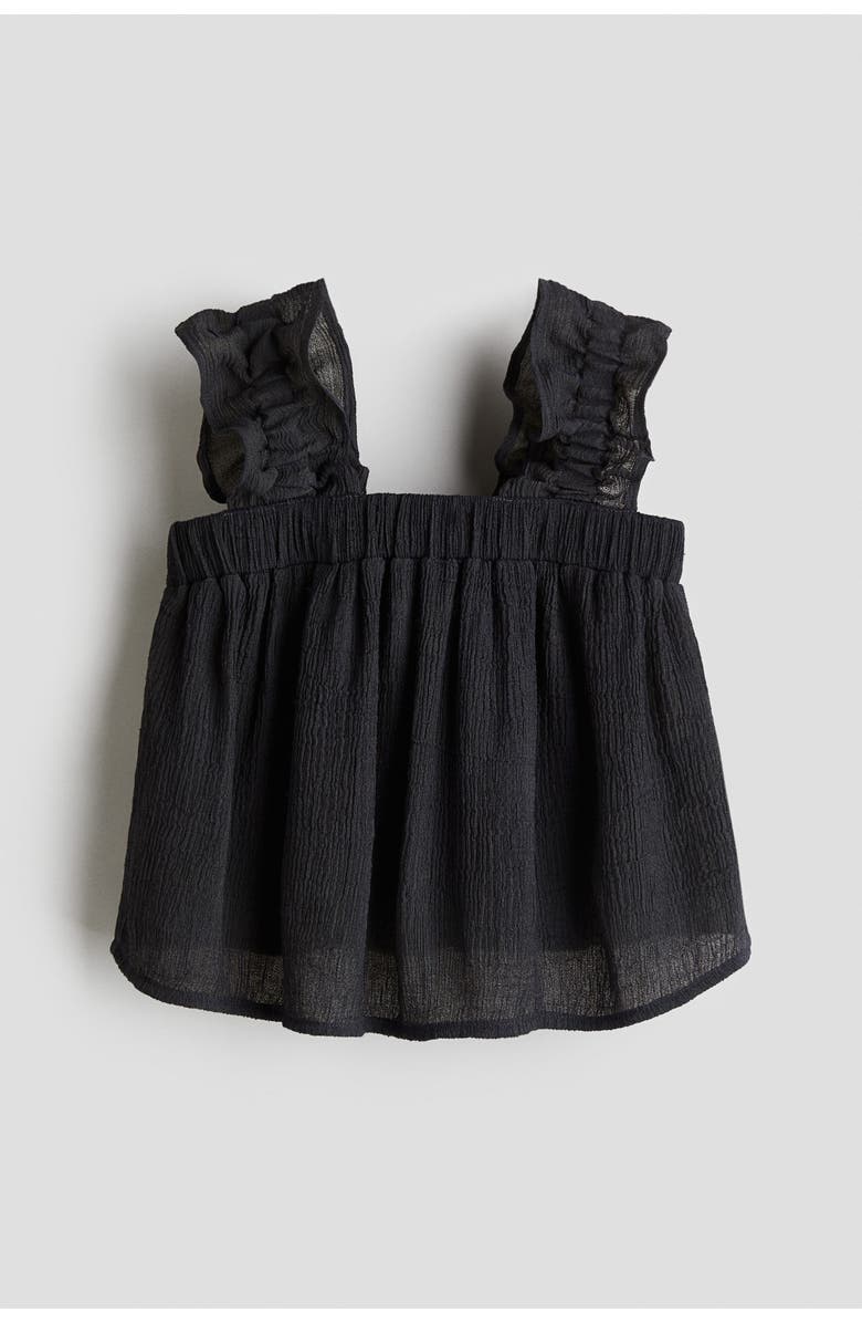 H&M Crinkled Chiffon Top, Main, color, Dark Gray