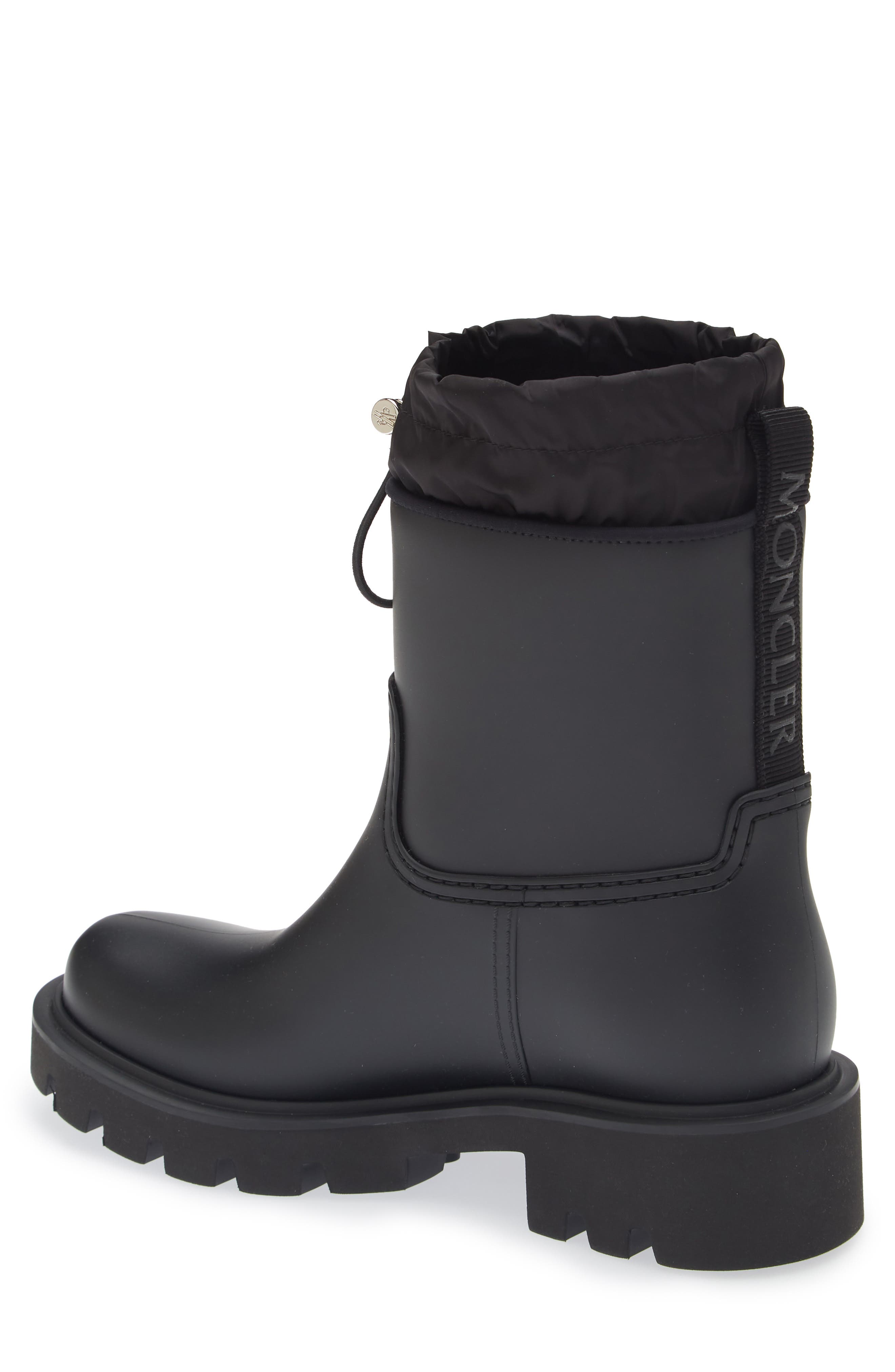 Moncler Kickstream Waterproof Rain Boot, Alternate, color, Black