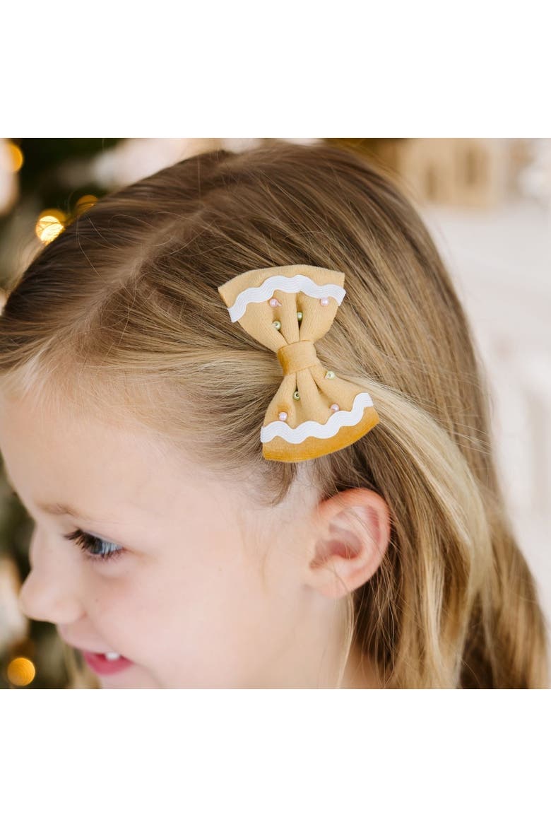 Gingerbread Christmas Velvet Bow Clip Set, Alternate, color, Spice