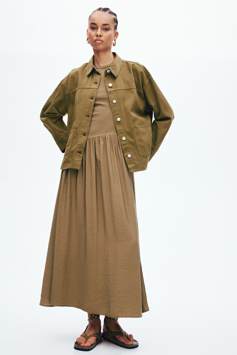 Twill Shacket, Alternate, color, Dark khaki green