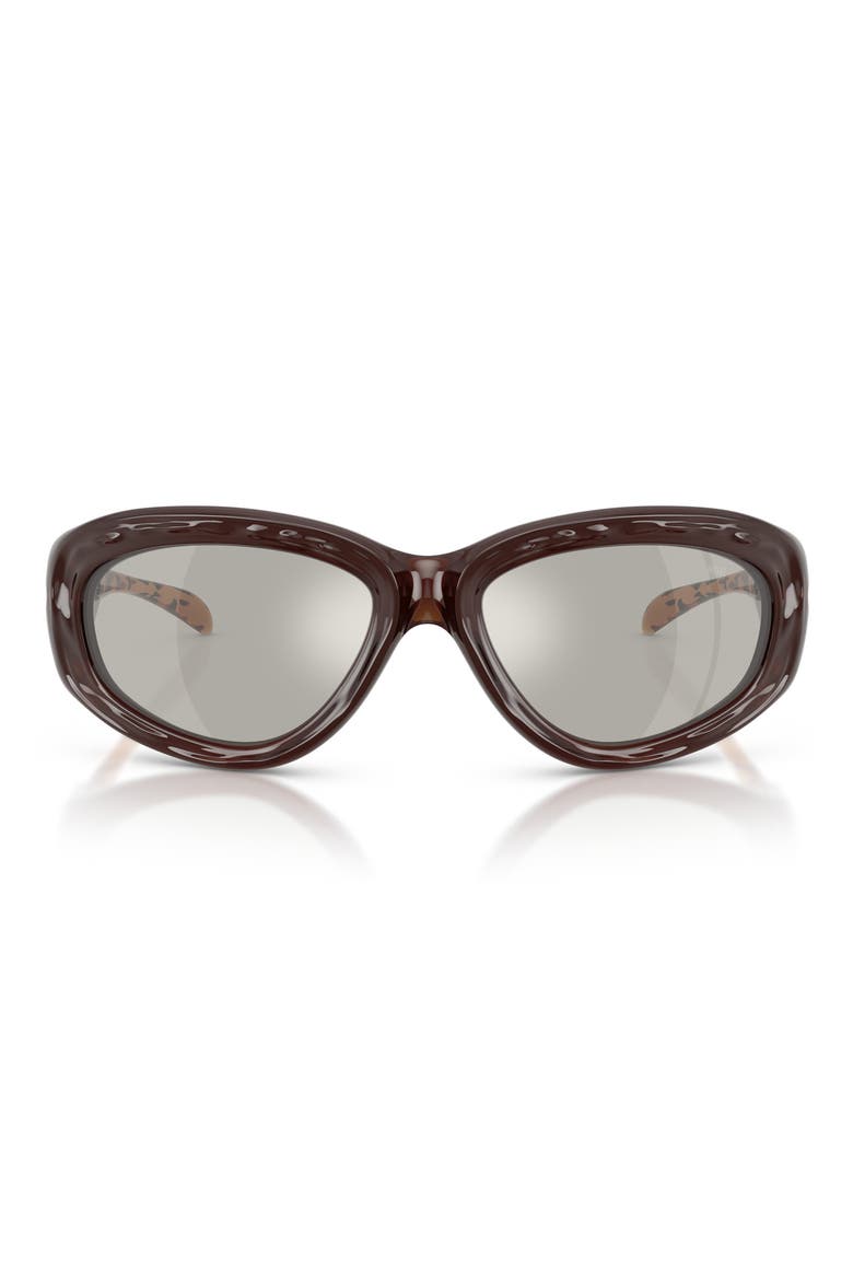 63mm Oversize Mirrored Pillow Sunglasses, Main, color, MILKY DARK ORANGE / GREY