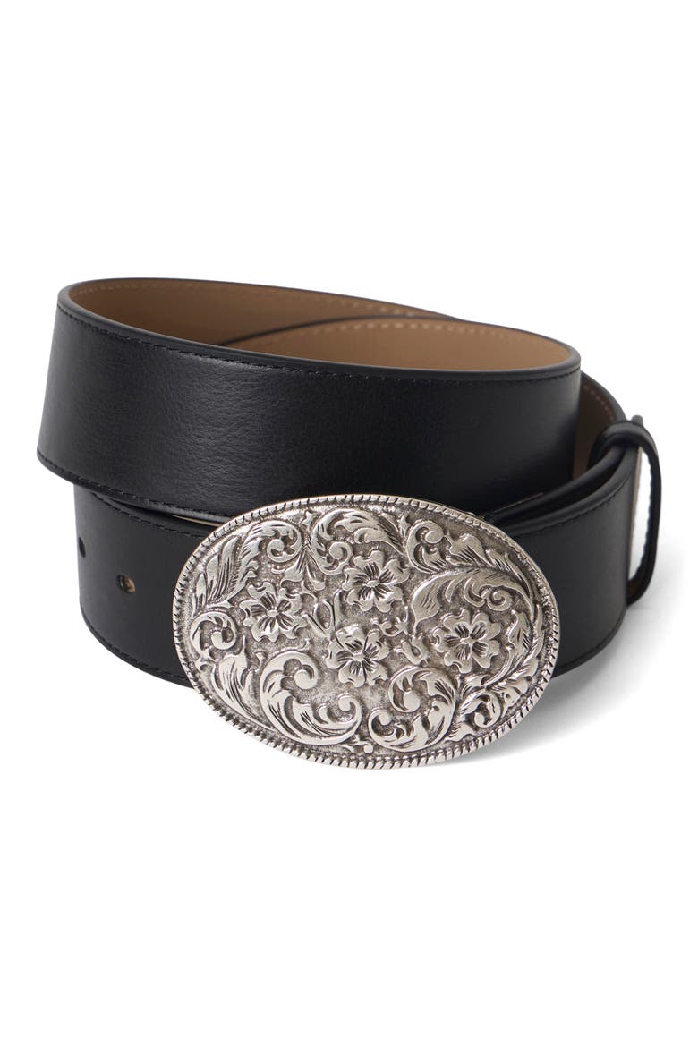 Carter Colt Leather Belt, Alternate, color, BLACK SILVER