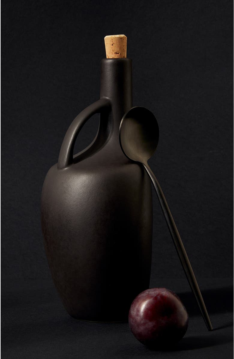 Gharyan Stoneware Olive Oil Bottle Canard, Alternate, color, Black