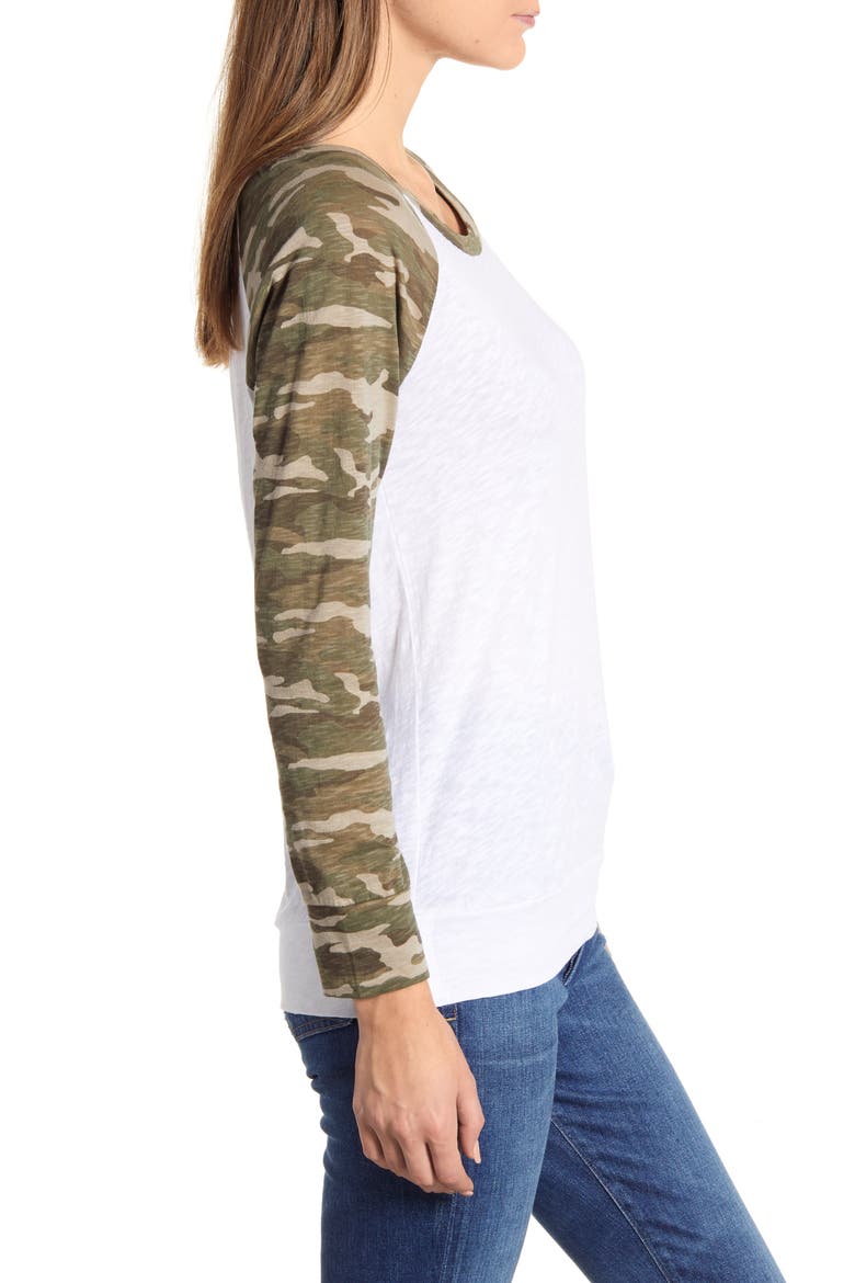 Lightweight Colorblock Cotton Tee, Alternate, color, WHITE- CAMO COMBO