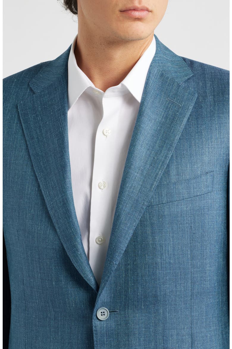 Siena Regular Fit Teal Mélange Wool Blend Herringbone Sport Coat, Alternate, color, DARK GREEN