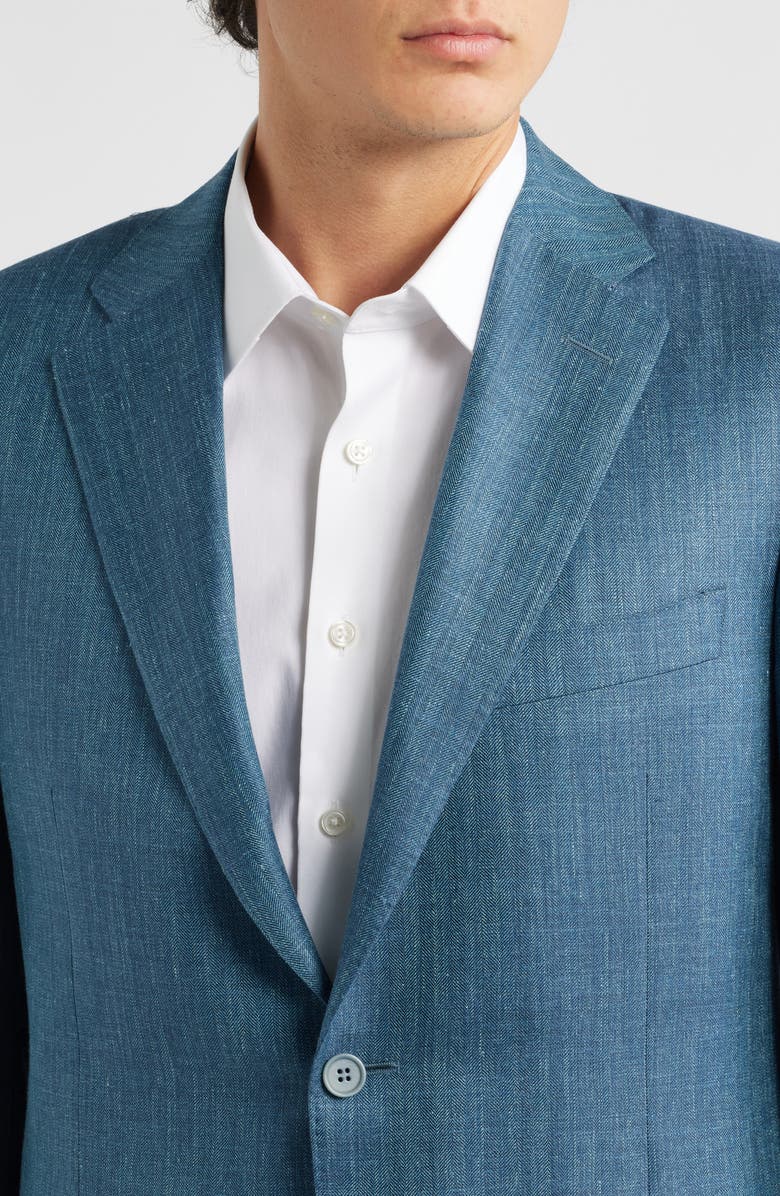 Canali Siena Regular Fit Teal Mélange Wool Blend Herringbone Sport Coat, Alternate, color, Dark Green