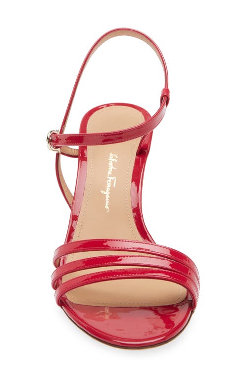 Ferragamo Patent Strappy Sandal In Red
