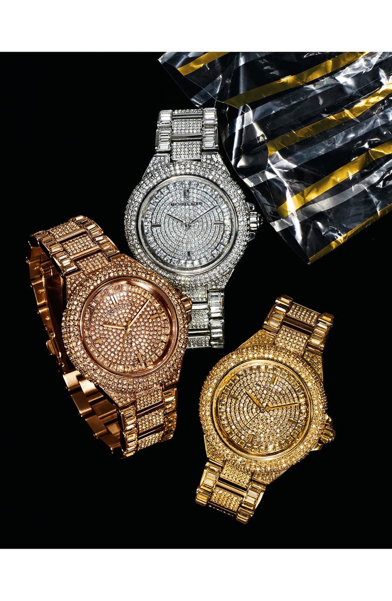 MICHAEL Michael Kors Michael Kors 'Camille' Crystal Encrusted Bracelet Watch, 44mm, Alternate, color,