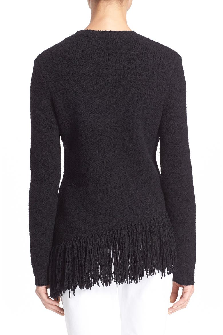 'Hudina R' Fringe Merino Sweater, Alternate, color, BLACK