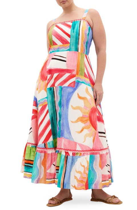 Sunlit Print Sleeveless Maxi Dress (Plus)