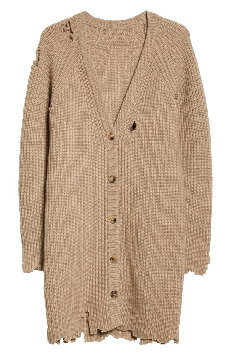 Khaite Rory Distressed Longline Cashmere Cardigan, Alternate, color, 