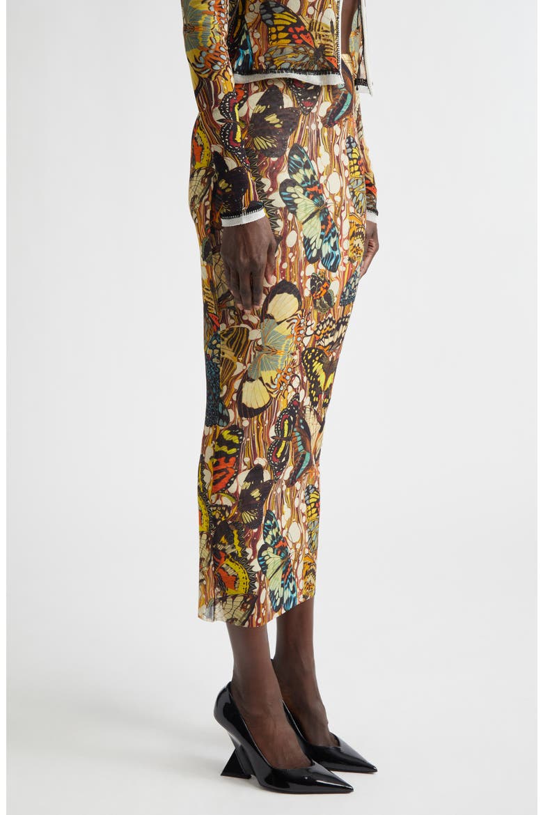 Re-Edition Butterfly Print Mesh Maxi Skirt, Alternate, color, YELLOW/ MULTICOLOR
