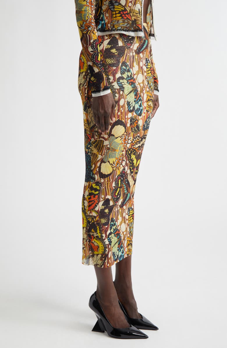 Jean Paul Gaultier Re-Edition Butterfly Print Mesh Maxi Skirt, Alternate, color, Yellow/ Multicolor