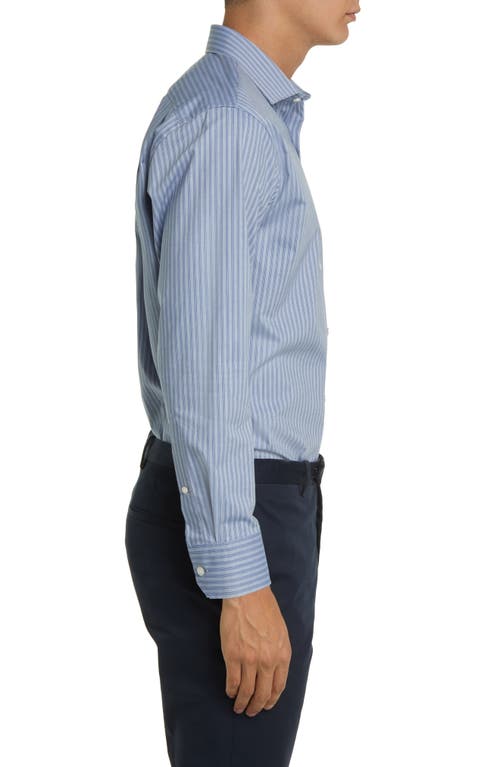 NORDSTROM NORDSTROM TECH-SMART TRIM FIT STRIPE COTTON BLEND DRESS SHIRT 