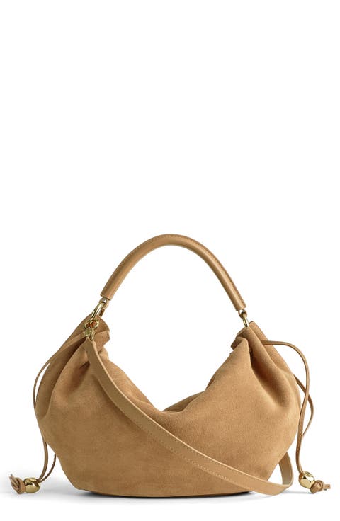The Camren Gathered Suede Shoulder Bag