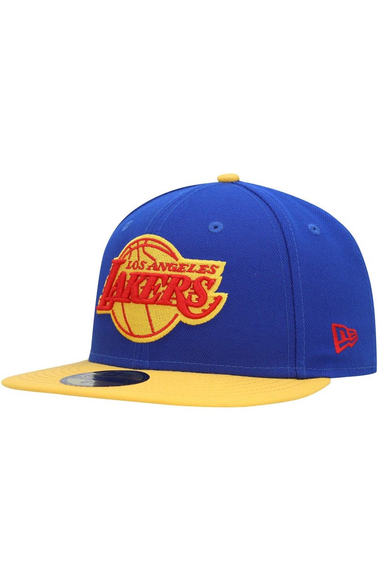 New Era Men's New Era Blue Los Angeles Lakers Side Patch 59FIFTY Fitted Hat, Alternate, color, 