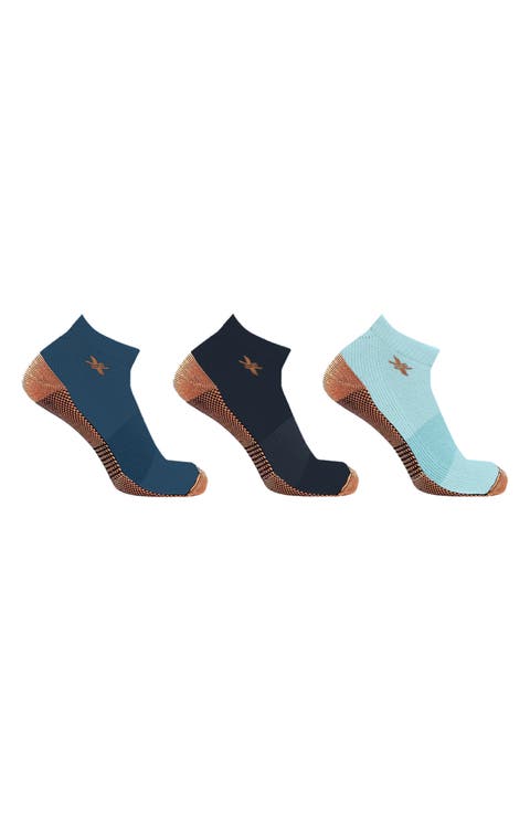 3-Pack Copper Infused Ankle Length Compression Socks