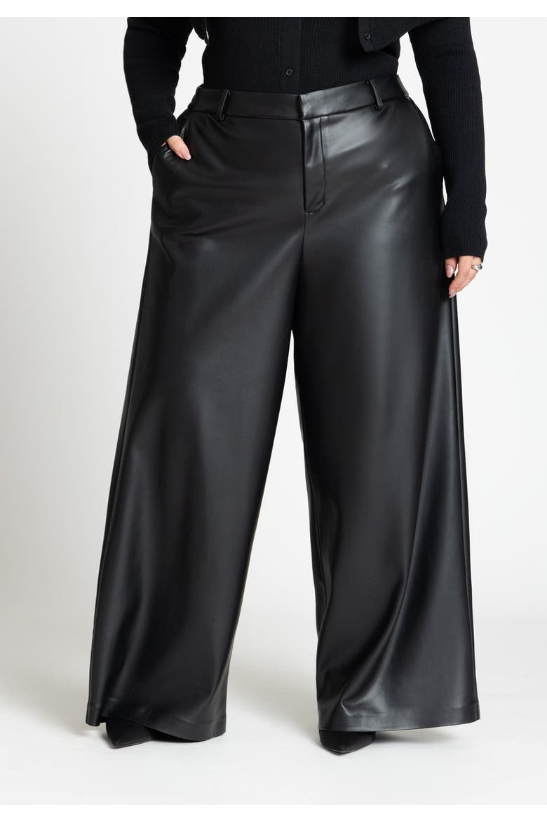 Wide Leg Faux Leather Pant, Alternate, color, BLACK ONYX