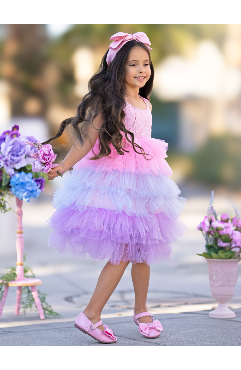 Mia Belle Girls Girls Unicorn Lace Tiered Tutu Dress, Alternate, color, 