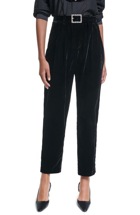 Velvet Skinny Pants with Rhinestone Belt
