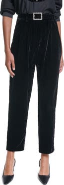 KARL LAGERFELD PARIS Velvet Skinny Pants with Rhinestone Belt