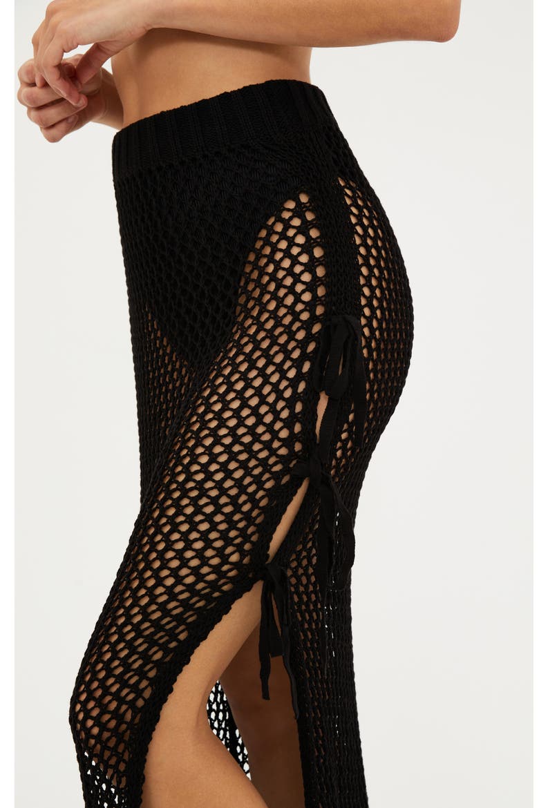 Deborah Sheer Open Stitch Cover-Up Skirt, Alternate, color, BLACK