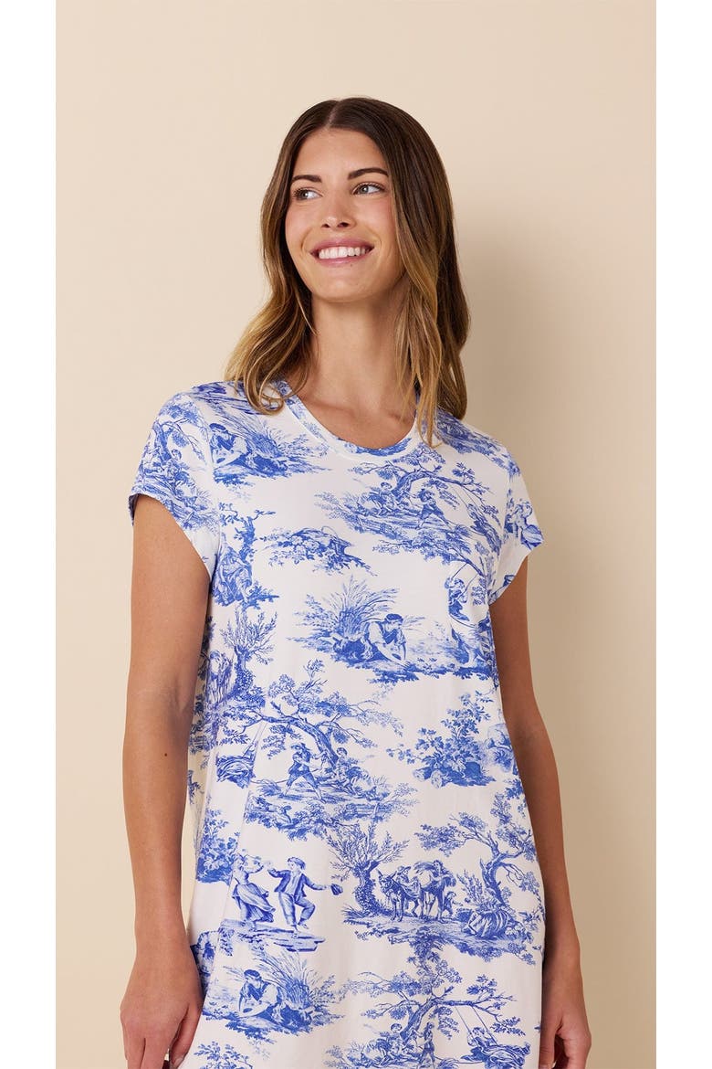 Pima Knit Short Sleeved Sleep Shirt, Alternate, color, Idle Hours Blue
