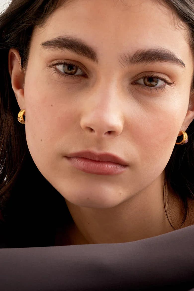 'June' Waterproof Gold Birthstone Hoop Earrings, Alternate, color, June