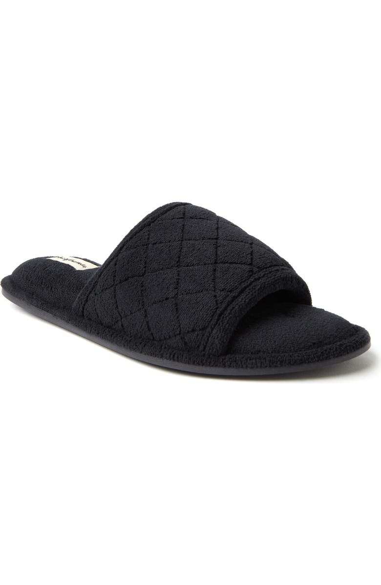 DEARFOAMS Beatrice Quilted Microfiber Terry Shower Slide Slipper, Main, color, Black