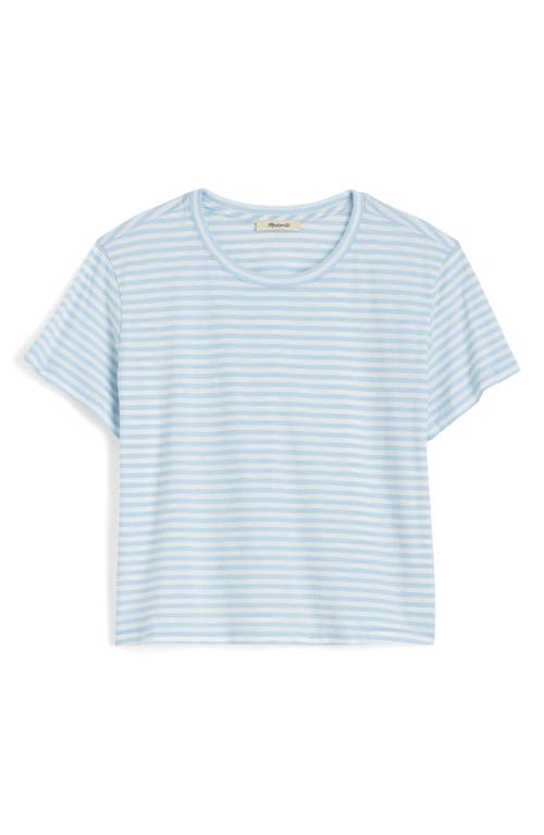 Madewell Stripe Boxy Crop Slub T-shirt In Blue