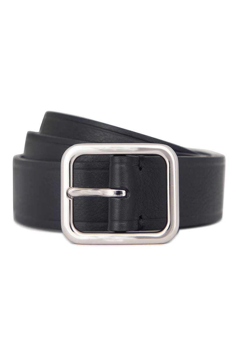 Pebbled Leather Belt, Main, color, BLACK