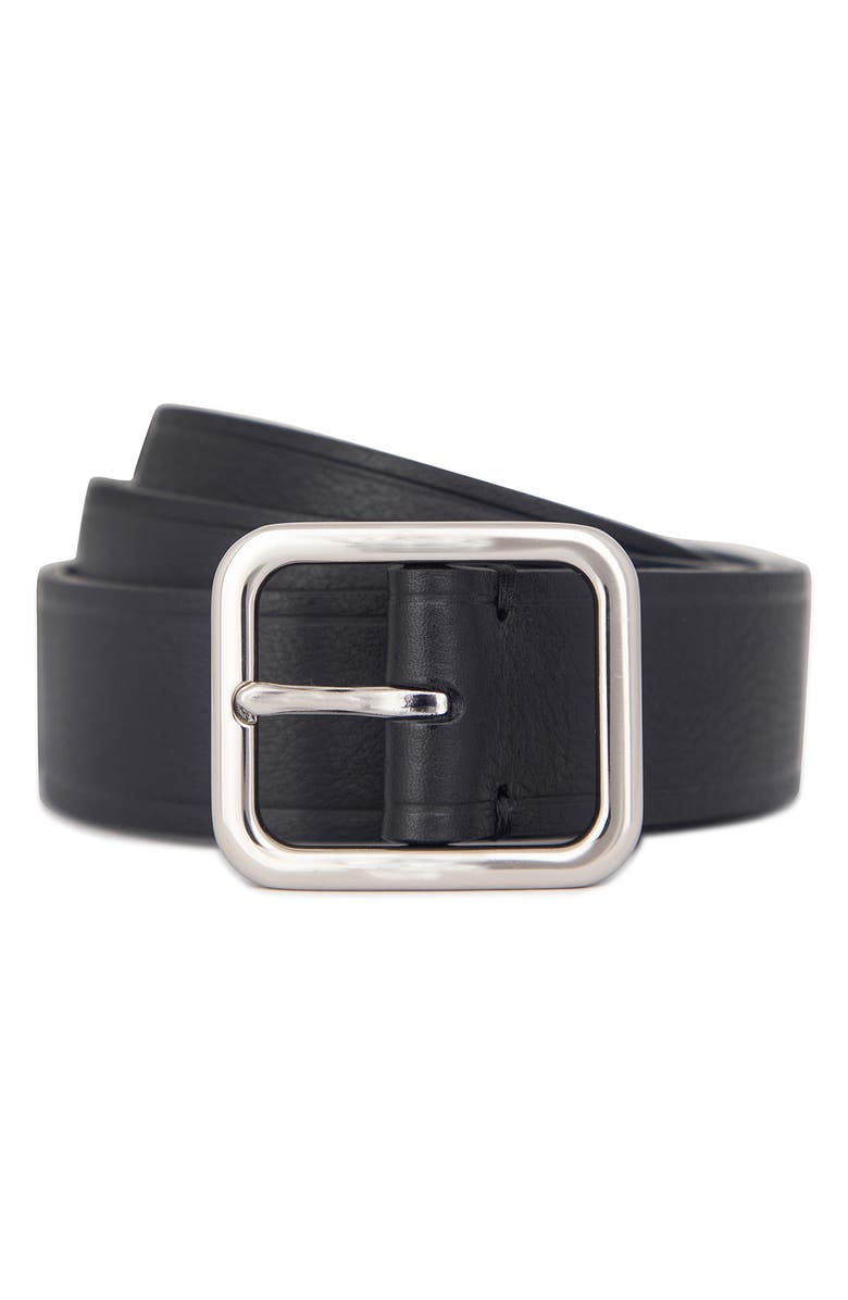 Vince Pebbled Leather Belt, Main, color, Black