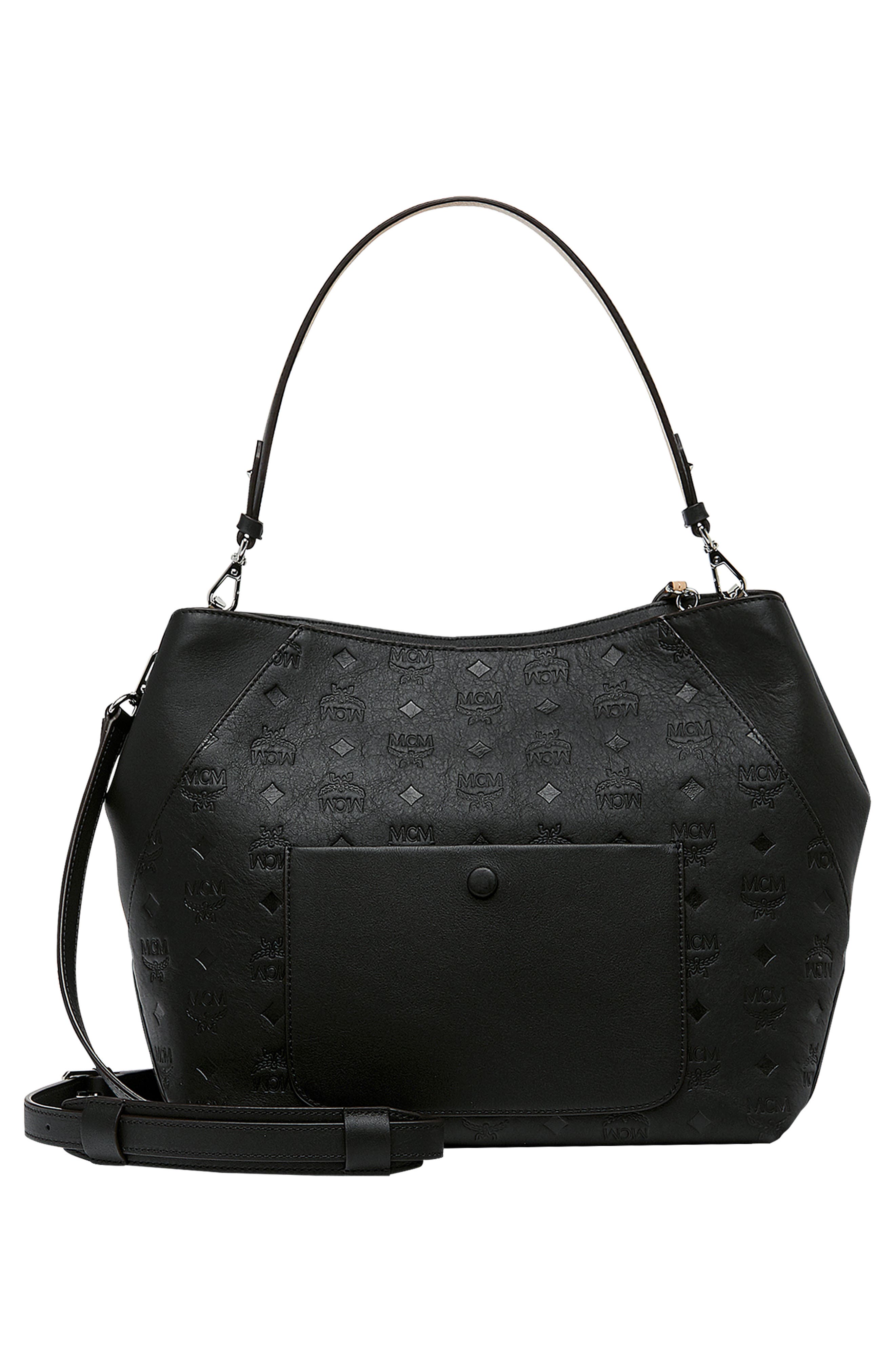 MCM Klara Monogram Leather Hobo, Alternate, color, 