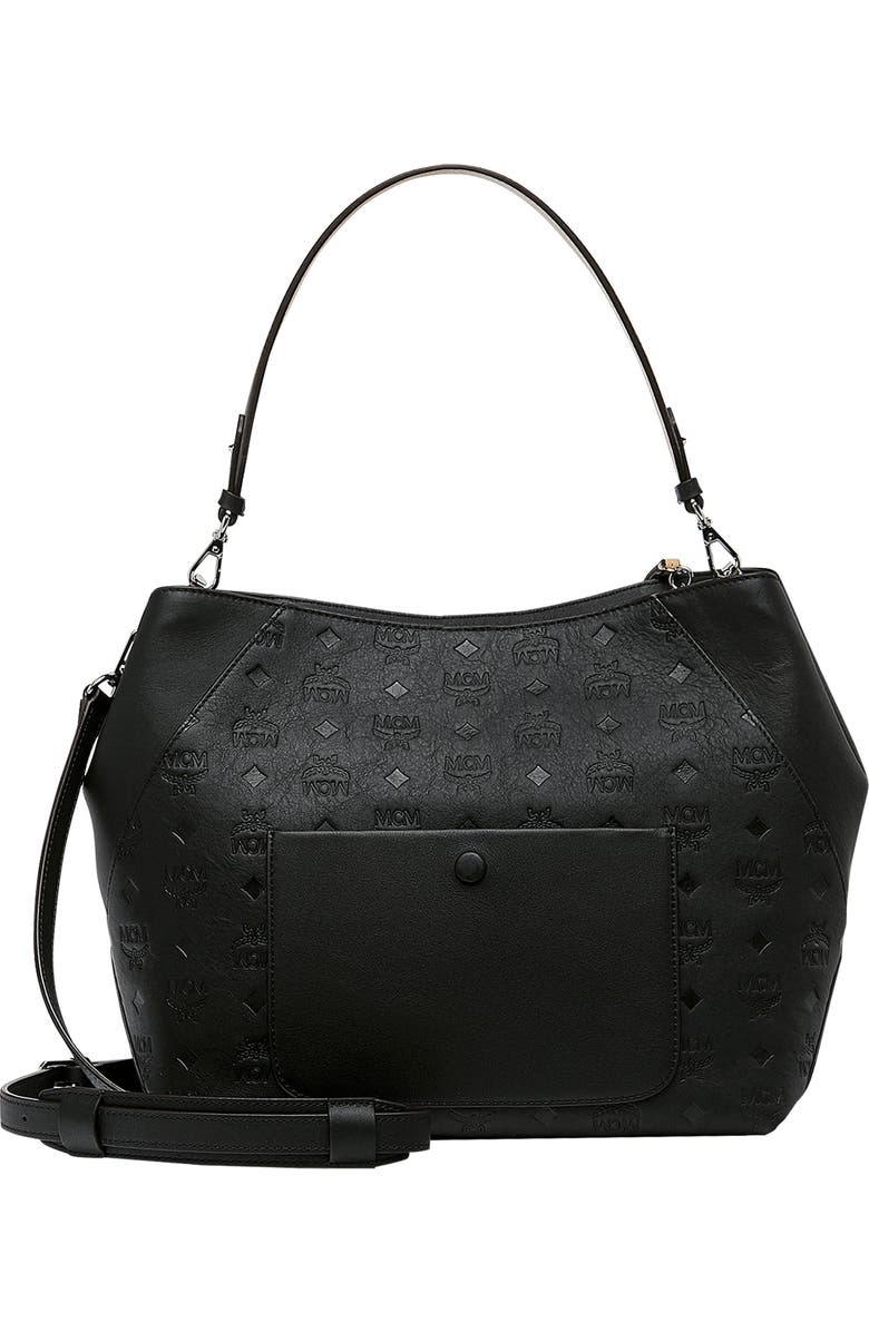 MCM Klara Monogram Leather Hobo, Alternate, color,