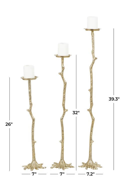 Vivian Lune Home Set Of 3 Glam Aluminum Metal Candleholders In Gold