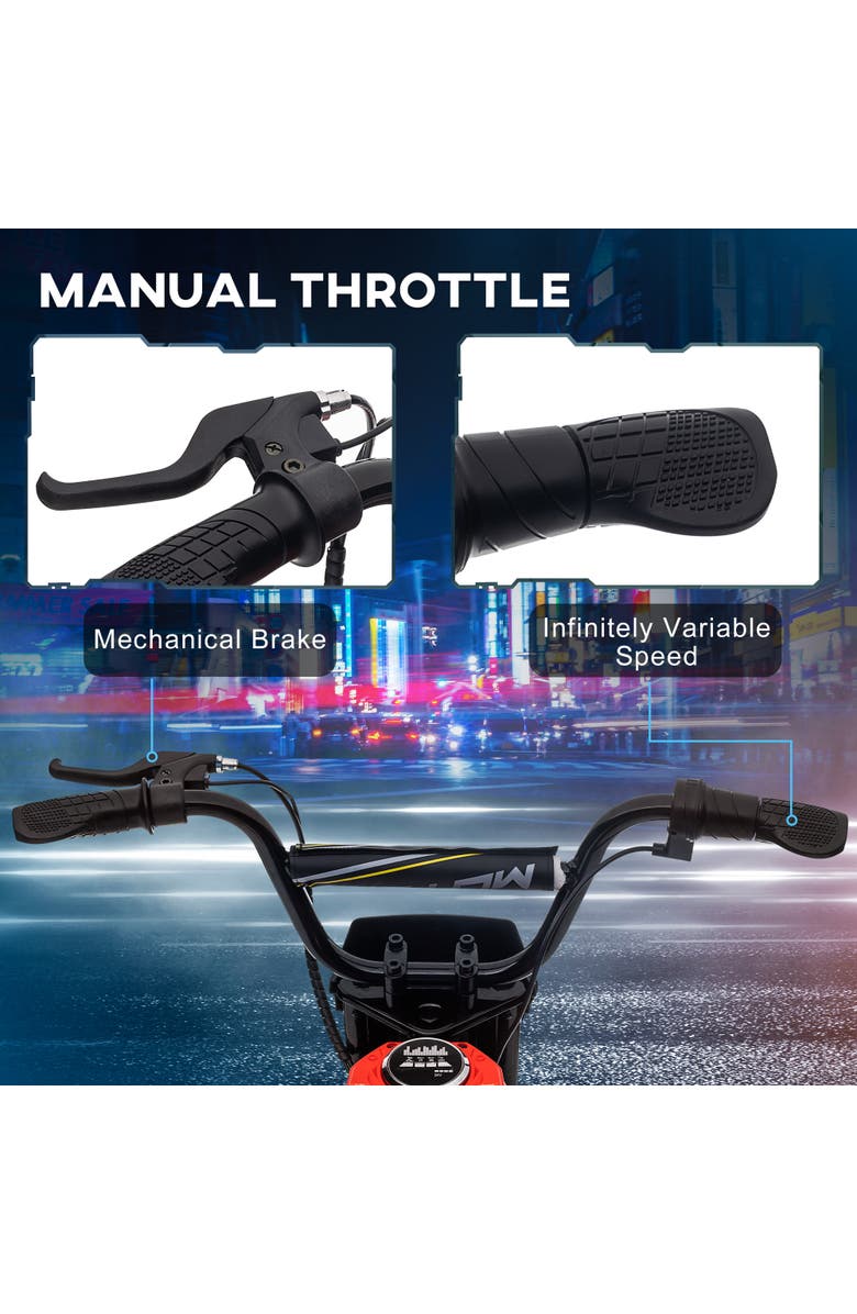 Aosom 24V 350W Electric Dirt Bike with Twist Grip Throttle, 15 MPH, Music Horn, Rear Suspension, Alternate, color, Red