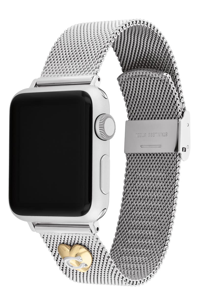 COACH Mesh Bracelet Band for Apple Watch<sup>®</sup>, Alternate, color, Silver