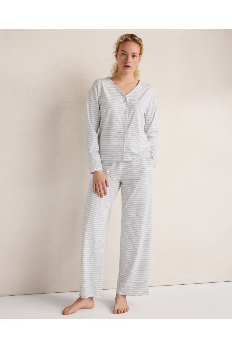 Organic Cotton Jersey Striped Pants, Main, color, Tex Stripe River/Ivory