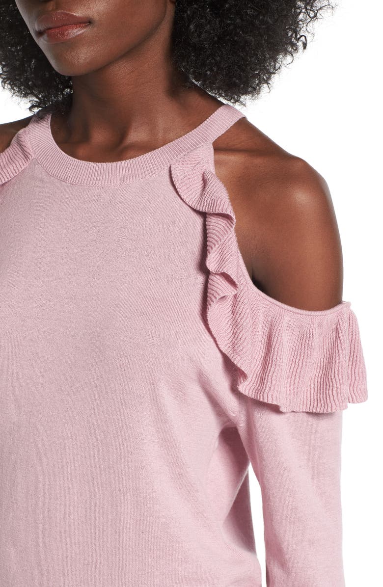 BP. Ruffle Cold Shoulder Pullover, Alternate, color, 