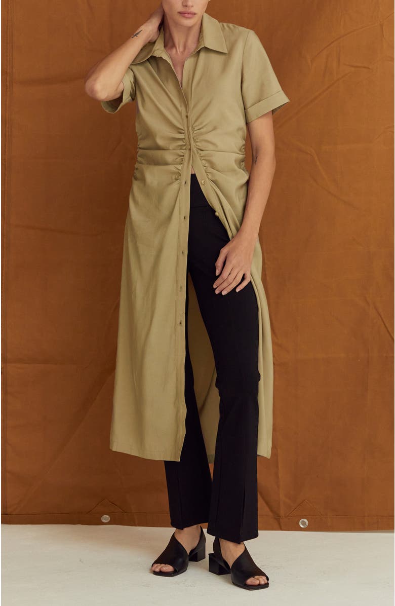 CRESCENT Button Up Shirt Dress, Alternate, color, Taupe