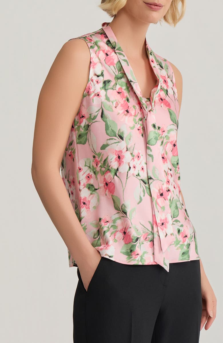 KASPER Tie Neck Sleeveless Bias Cut Satin Top, Alternate, color, 