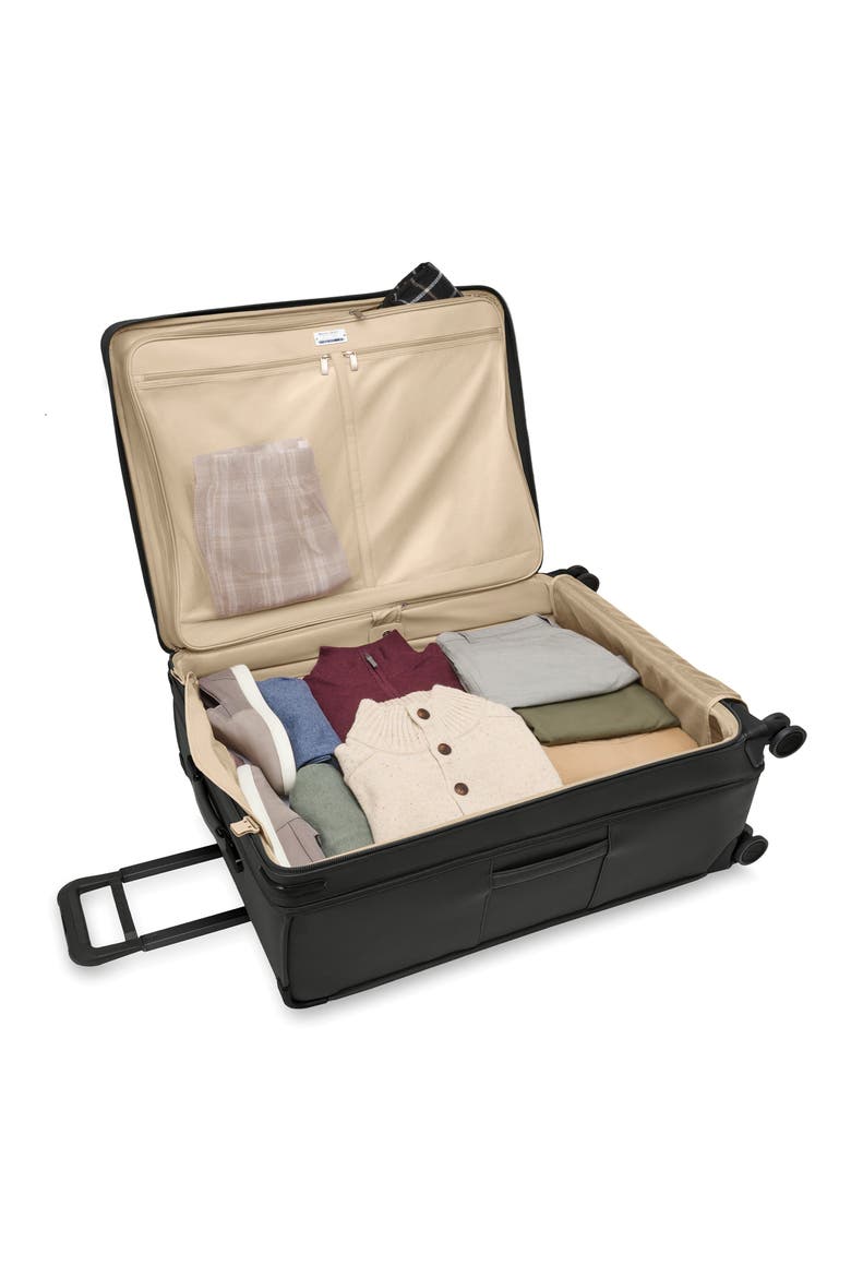 Baseline Extra Large Expandable Spinner Suitcase, Alternate, color, BLACK