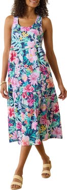 Tommy Bahama Perfectly Paradise Floral Stretch Cotton Midi Dress